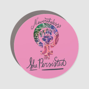Nevertheless she persisted Feminist Symbol Art Car Magnet