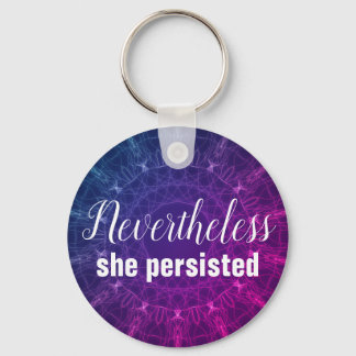 Nevertheless She Persisted Quote Purple White Girl Keychain