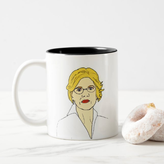 Nevertheless, she persisted. Two-Tone coffee mug (With Donut)