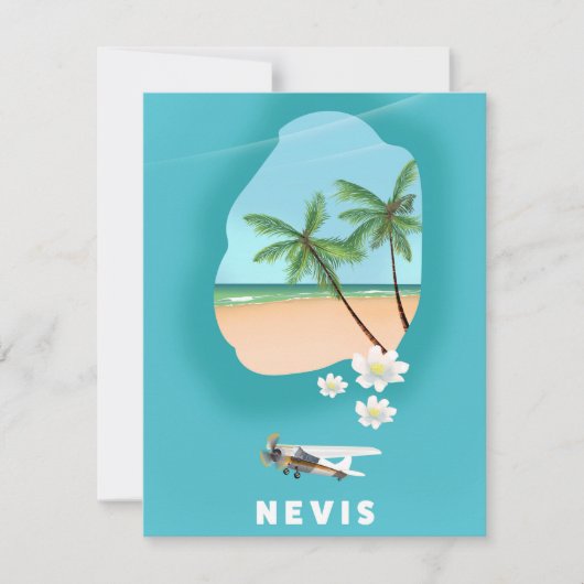 Nevis Caribbean island Illustrated map. (Front)