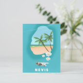 Nevis Caribbean island Illustrated map. (Standing Front)