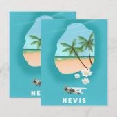 Nevis Caribbean island Illustrated map. (Front/Back)