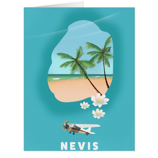 Nevis Caribbean island Illustrated map. (Front)