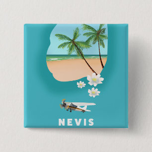 Nevis Caribbean island Illustrated map. Button