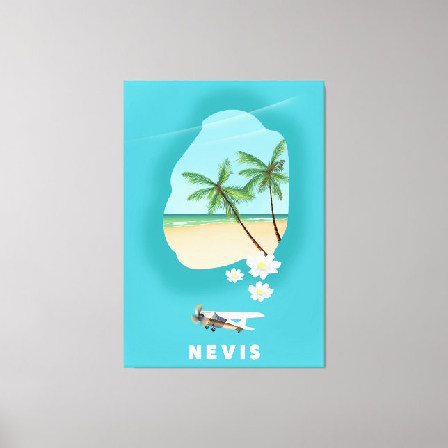 Nevis Caribbean island Illustrated map. Canvas Print (Front)
