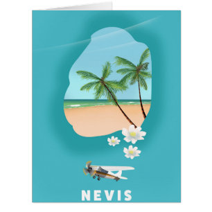 Nevis Caribbean island Illustrated map. Cards