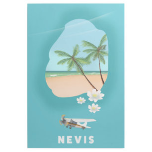 Nevis Caribbean island Illustrated map. Gallery Wrap