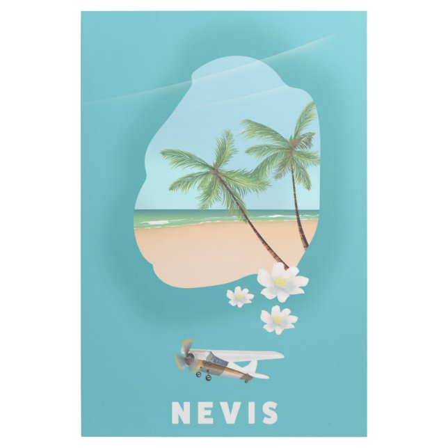 Nevis Caribbean island Illustrated map. Gallery Wrap (Front)