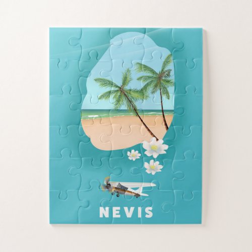 Nevis Caribbean island Illustrated map Jigsaw Puzzle