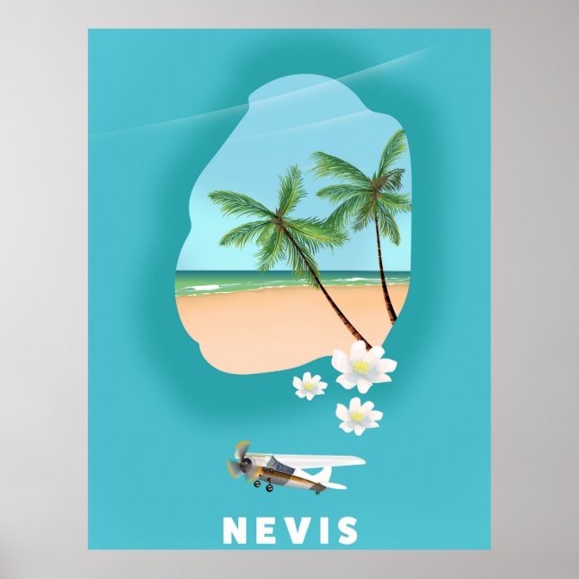 Nevis Caribbean island Illustrated map. Poster (Front)