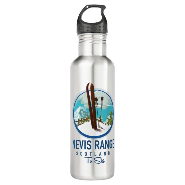 Nevis Range scotland Ski logo Stainless Steel Water Bottle (Front)