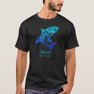 Nevis West Indies Vintage Retro Tribal Shark Vacat T-Shirt