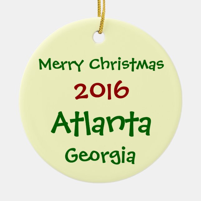 NEW 2016 ATLANTA GEORGIA MERRY CHRISTMAS ORNAMENT (Front)