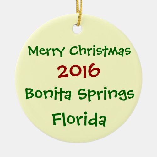 NEW 2016 BONITA SPRINGS FLORIDA CHRISTMAS ORNAMENT