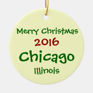 NEW 2016 CHICAGO ILLINOIS MERRY CHRISTMAS ORNAMENT