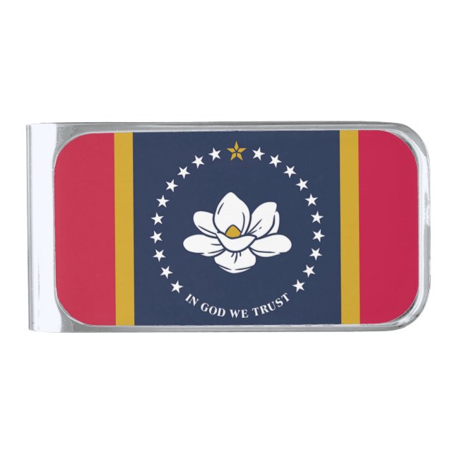 New 2020 Mississippi Flag Silver Finish Money Clip (Front)