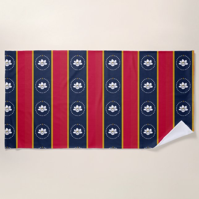New 2020 Mississippi Flag Stripes Beach Towel (Front)