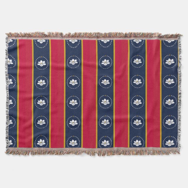 New 2020 Mississippi Flag Stripes Throw Blanket (Front)