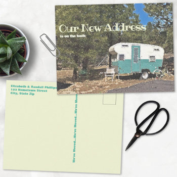 New Address Announcement Vintage Camping Trailer Postcard by PaPr_Emporium at Zazzle