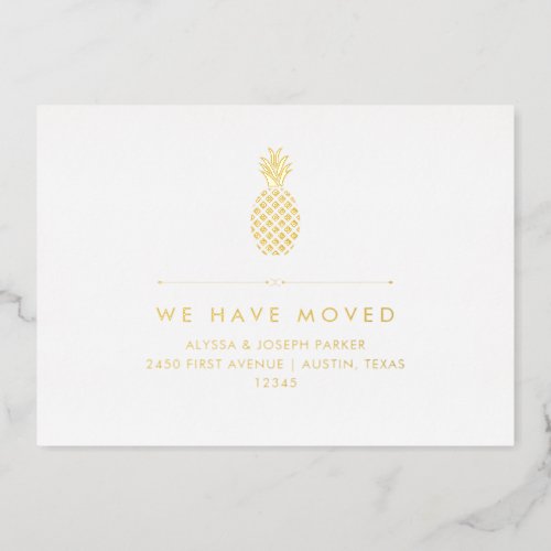 New Address Announcement with Gold Foil Pineapple