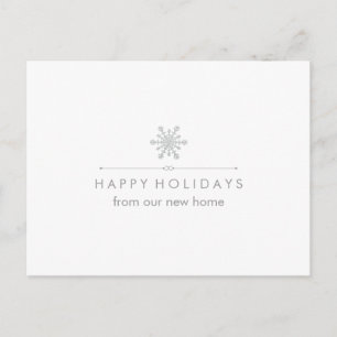 New Address at Christmas Silver Snowflake Postcard