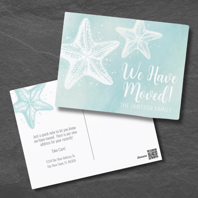 New Address Beach Moving Announcement Card (Watercolor Beach Moving Announcement Card)