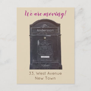 New Address Black Mailbox Photo Custom Text Postcard