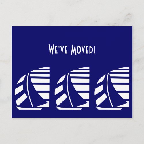 New Address Blue White Racing Sailboats Postcard