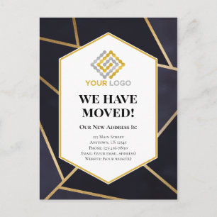 New Address Business Geometric Moving Announcement Postcard