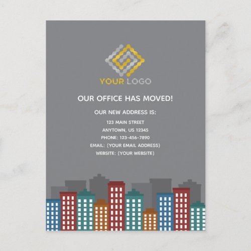 New Address Business Logo Office Moving Postcard