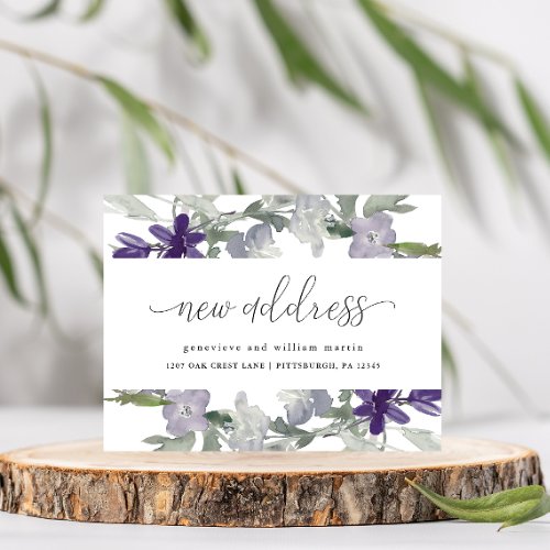 New Address Calligraphy Floral Change of Address Announcement Postcard