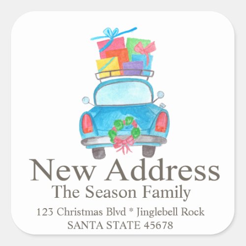 New Address Car and Christmas gifts address Square Sticker