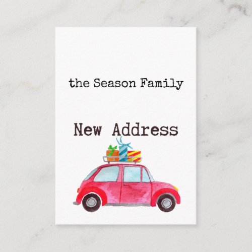 New Address Car and Christmas gifts Enclosure Card