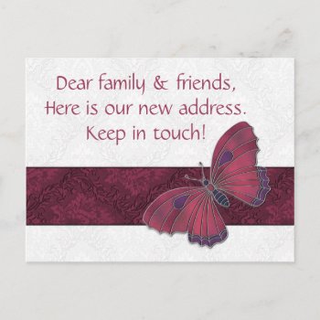 New Address Cards Guests Butterfly Brocade Red by dbvisualarts at Zazzle