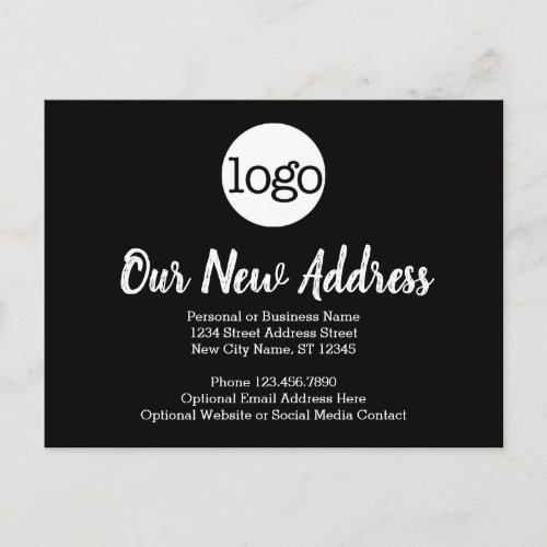 New Address Change with Business Logo Announcement Postcard