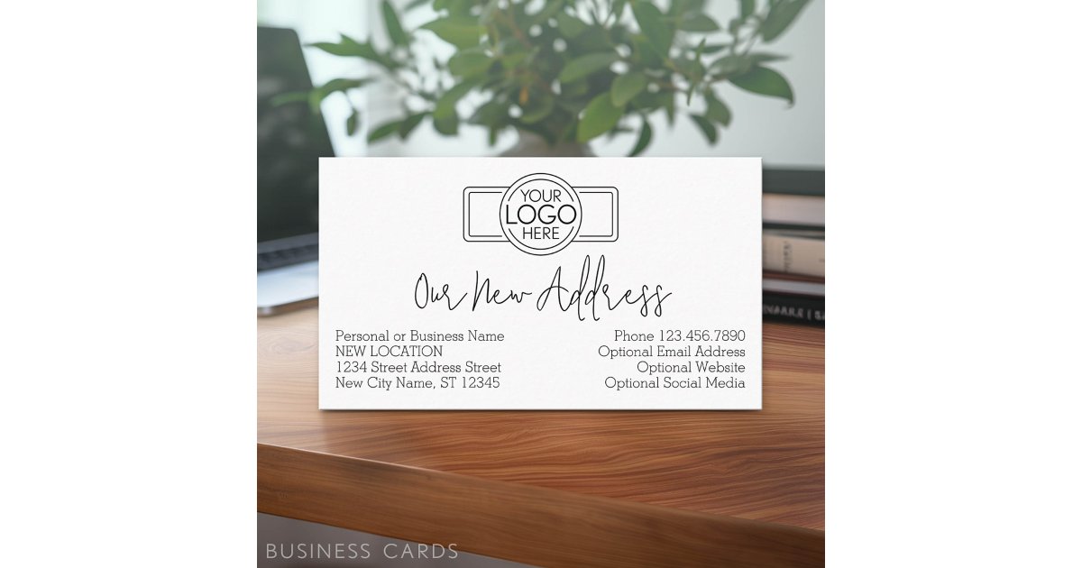 New Address Change with Business Logo Business Card | Zazzle