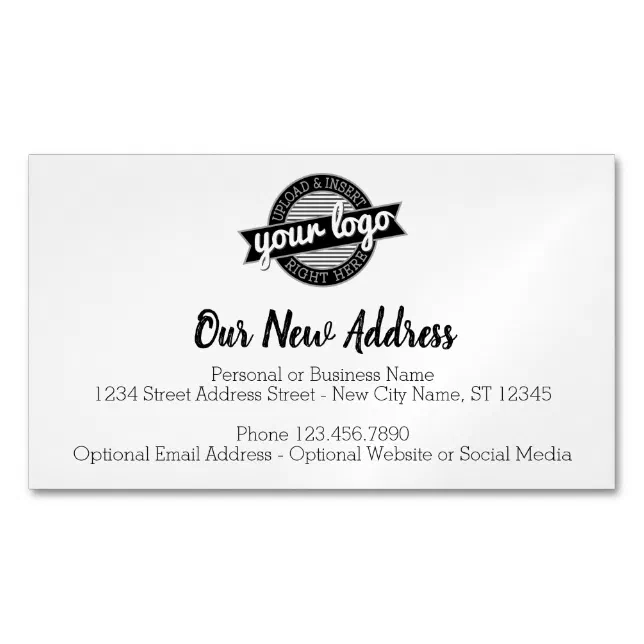 New Address Change with Business Logo Business Card Magnet | Zazzle