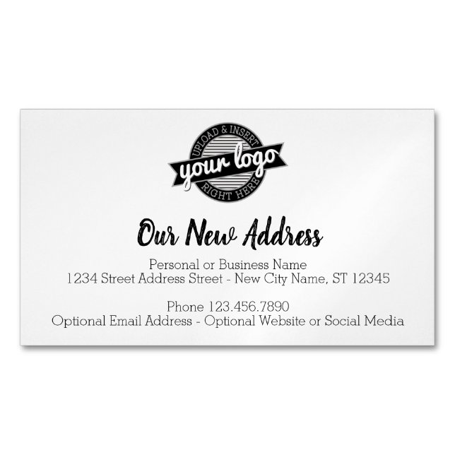 New Address Change with Business Logo Card Magnet (Front)