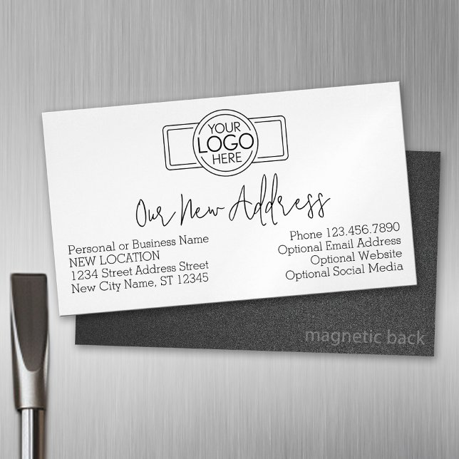 New Address Change with Business Logo Card Magnet (Custom Business Card Magnet)