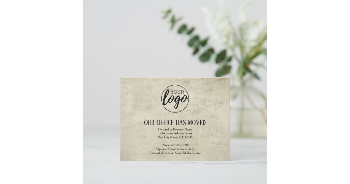 New Address Change with Business Logo Parchment Announcement Postcard ...