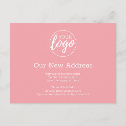 New Address Change with Business Logo Peach Announcement Postcard
