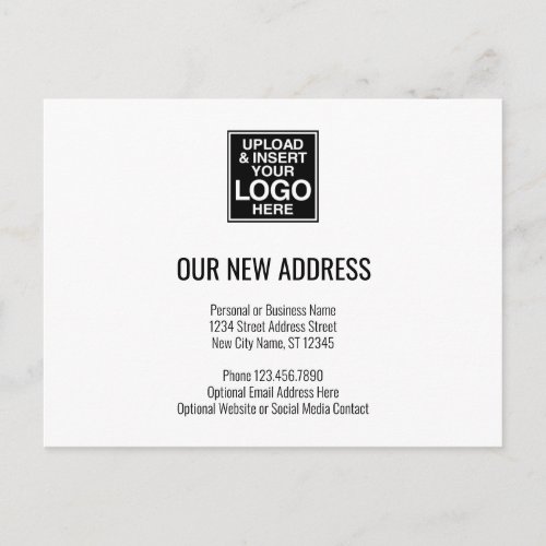 New Address Change with Business Logo San Serif Announcement Postcard