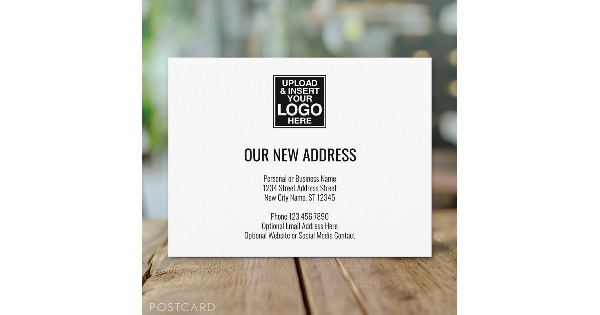 New Address Change with Business Logo San Serif Announcement Postcard ...