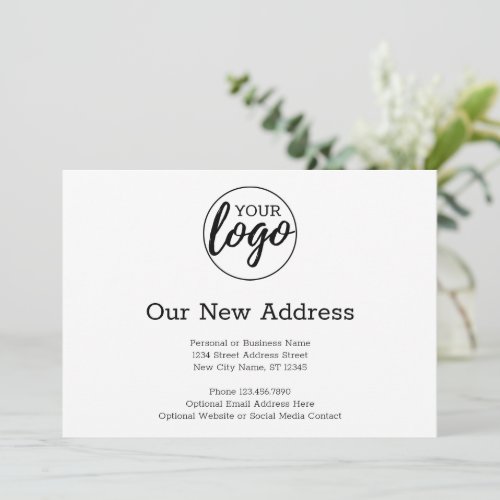 New Address Change with Business Logo White Announcement