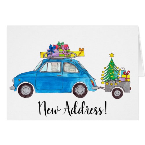 New Address Christmas car customizable photo card