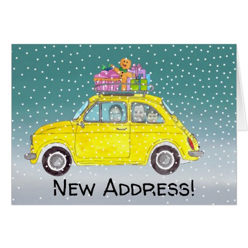 New Address Christmas car customizable photo card