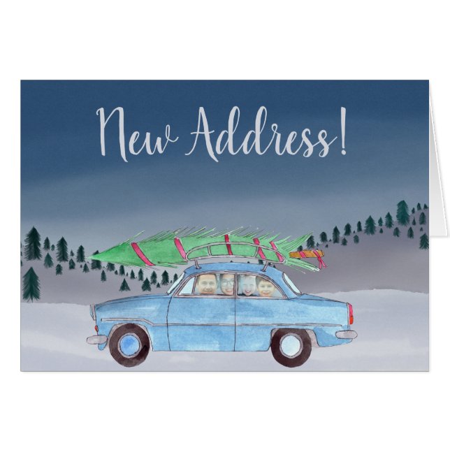 New Address Christmas car customizable photo card (Front Horizontal)