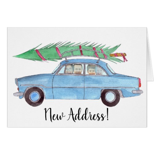 New Address Christmas car customizable photo card