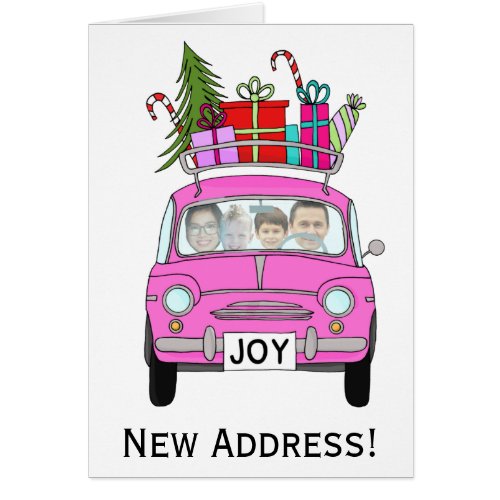 New Address Christmas car customizable photo card