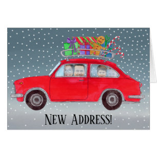 New Address Christmas car customizable photo card